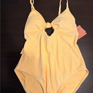 Shade & Shore Yellow Front-Knot One-Piece Swimsuit